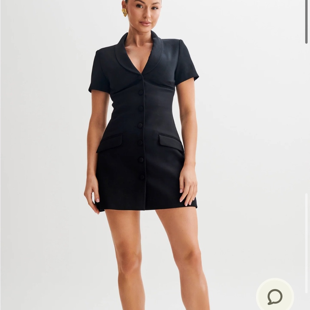 Paolina Collared Mini Dress - Black